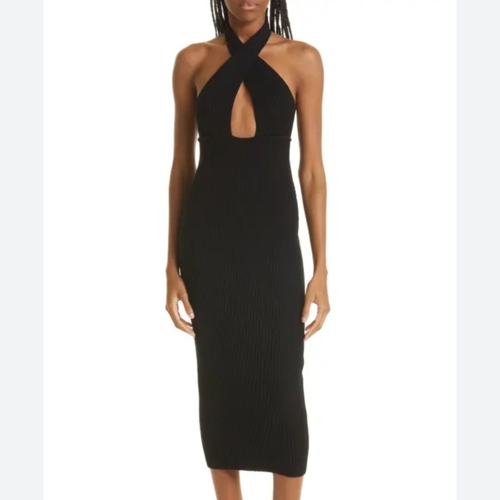Ramy Brook New York Sz S Chantalle Punch‎ Ribbed Knit Halter Maxi Dress NWT $395